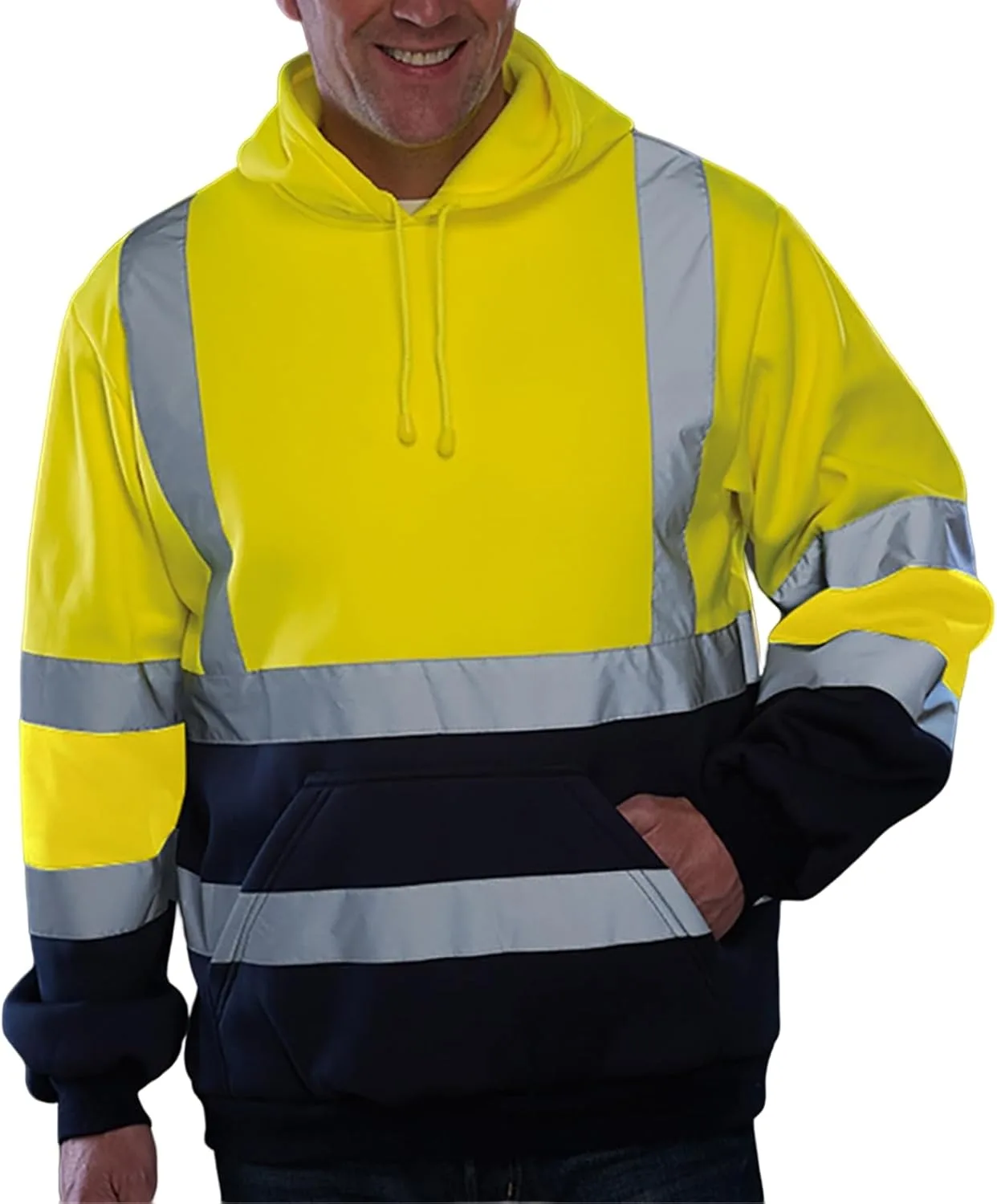 

Thatrich мужская безопасная толстовка с капюшоном Hi Vis, с отражающими полосами
