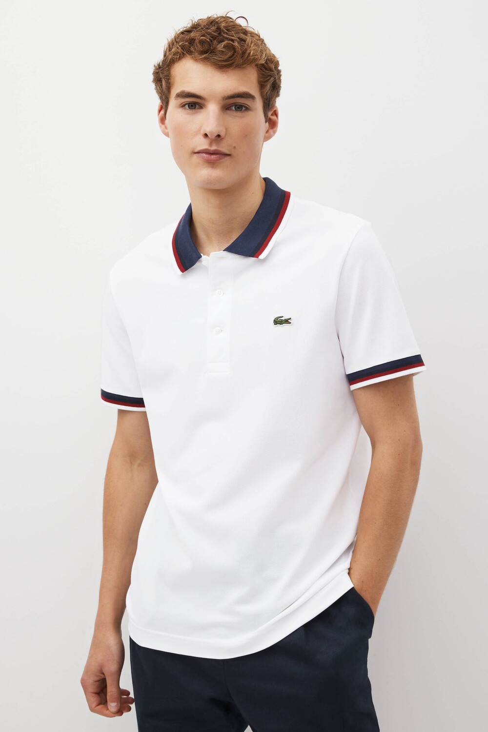 

Рубашка-поло с контрастной отделкой Lacoste, белый