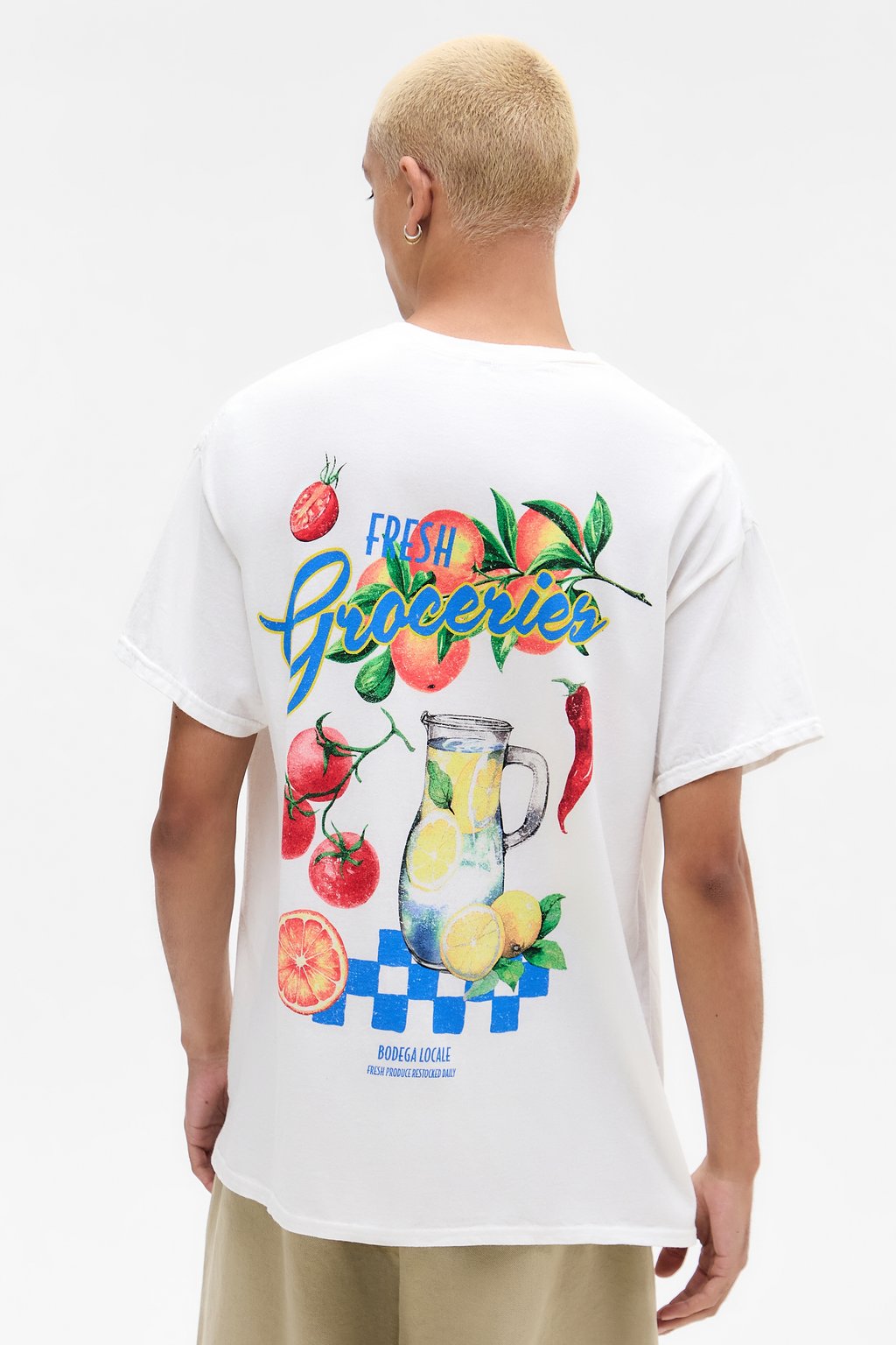 

Футболка с принтом GROCERIES TEE UNISEX BDG Urban Outfitters, белый
