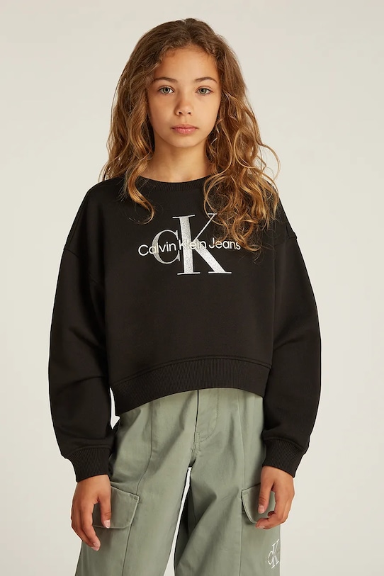 

Детская хлопковая толстовка Calvin Klein Jeans, черный