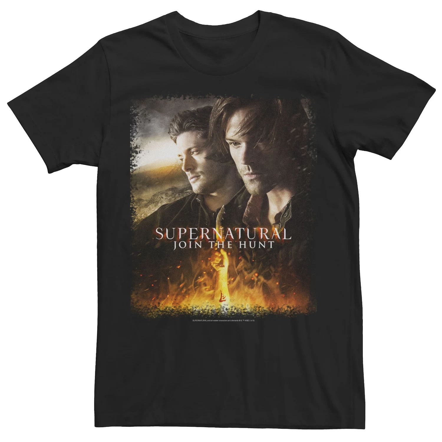 

Мужская футболка с плакатом Supernatural Join The Hunt Flames Licensed Character