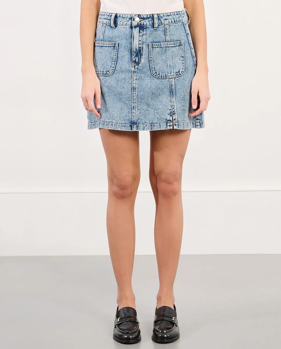 

Короткая джинсовая юбка с деталями и карманами Lili Sidonio, синий