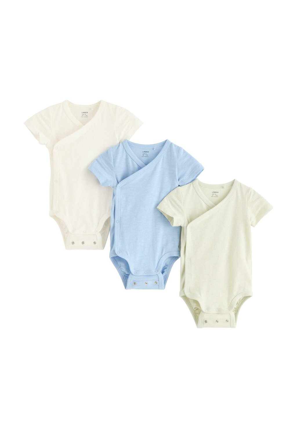 

Боди BODY WRAP SHORTSLEEVE 3 PACK Lindex, светло-голубой