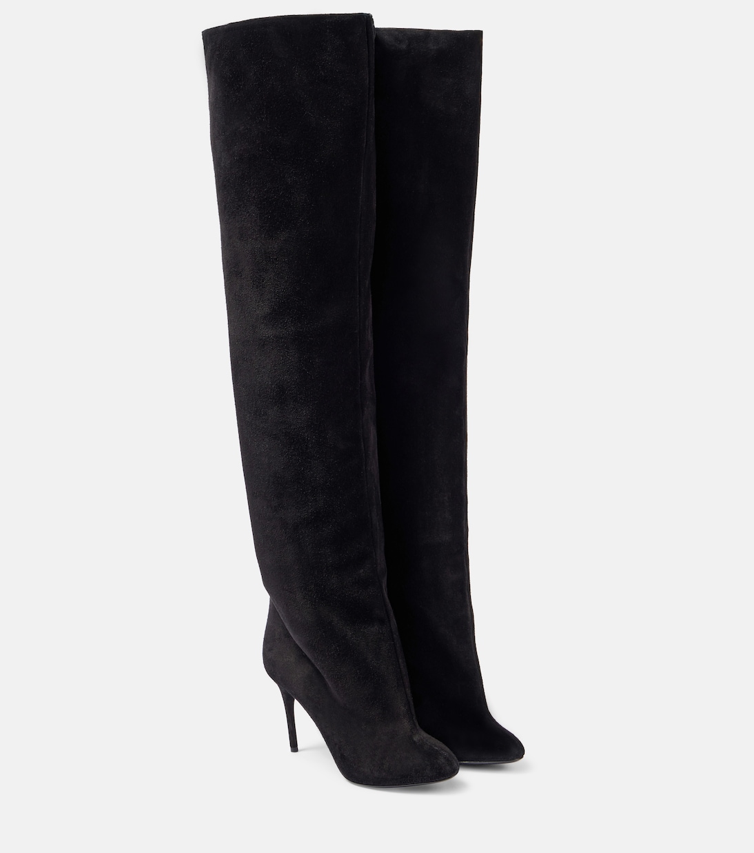 Замшевые сапоги Cuissardes с декольте Alaïa, Noir