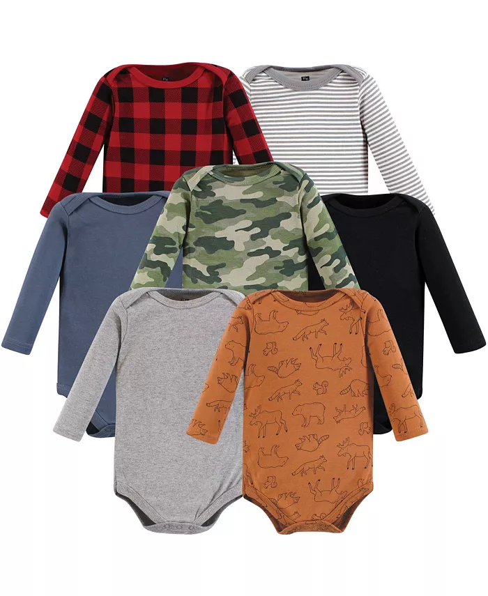 

Боди для мальчиков из хлопка с длинным рукавом, Wild Buffalo, комплект из 7 штук Hudson Baby, мультиколор