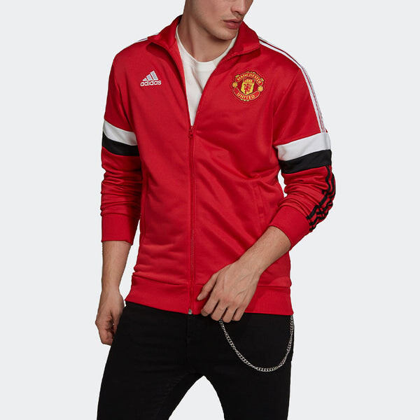 Куртка adidas MUFC 3S TRK TOP Soccer/Football Sports Jacket Red, красный — фото 2