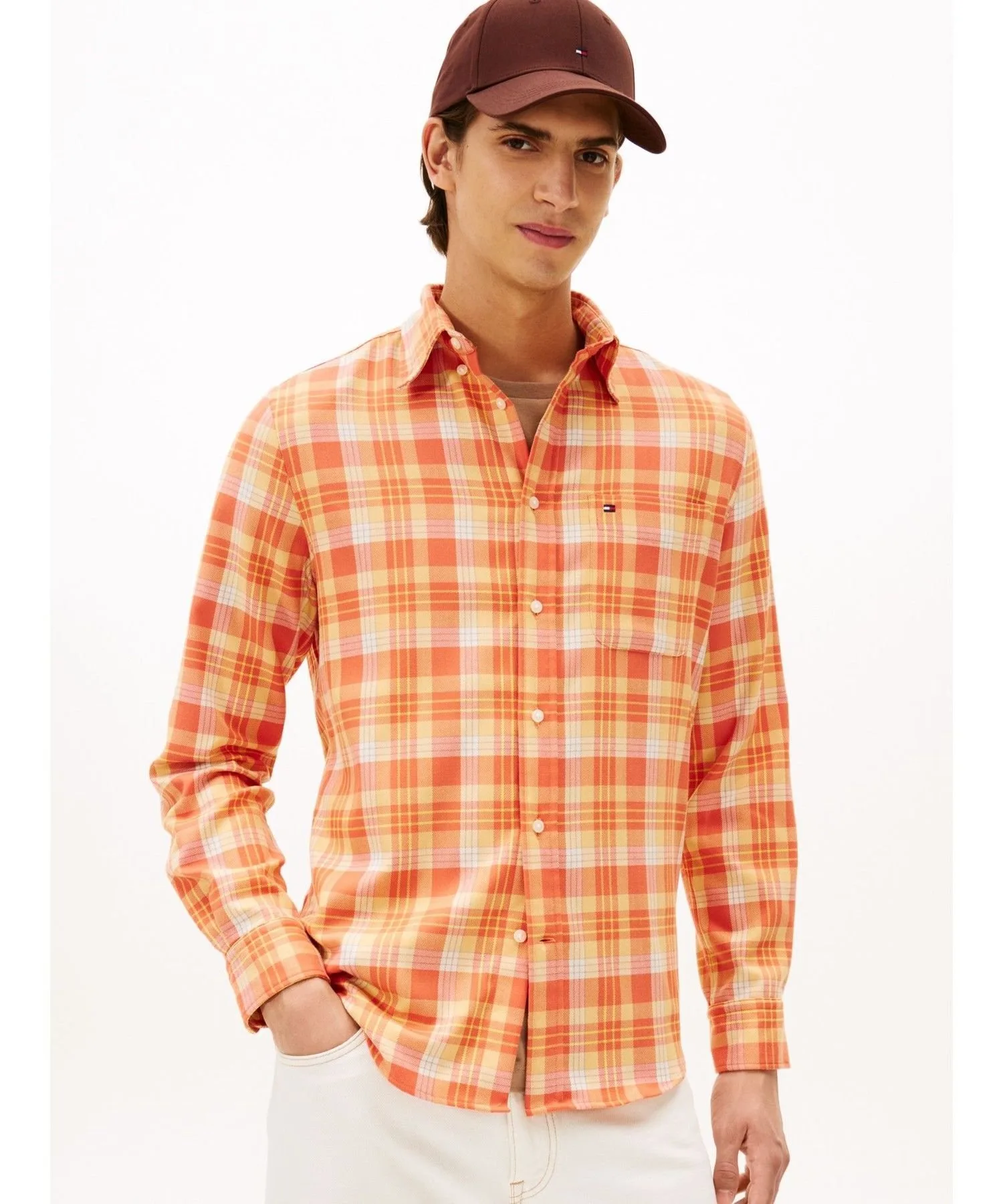 Рубашка из мягкой на ощупь ткани в клетку, стандартного кроя TOMMY HILFIGER, Orange 0PE