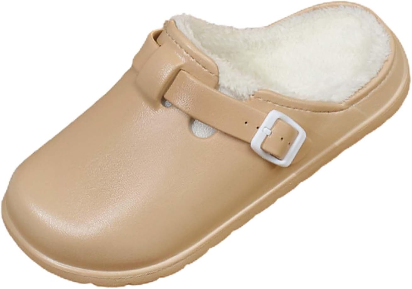 

Зимние домашние и тапочки для мужчин и женщин, противоскользящие и теплые туфли-мюли, удобные сабо с флисовой подкладкой Lnistride, хаки