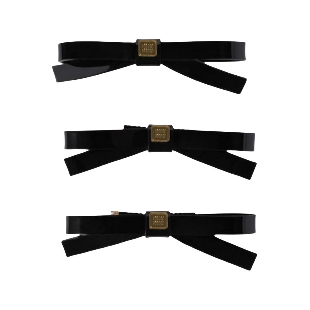 

MIU MIU Кожаная заколка для волос женская черная