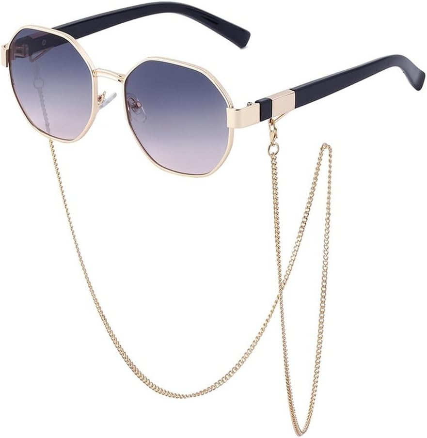 

Солнцезащитные очки Polygon для женщин с цепочкой, роскошные, модные, уникальные, трендовые. Восьмиугольные солнцезащитные очки для женщин, квадратные очки GHVWYX, C4 Gray Pink