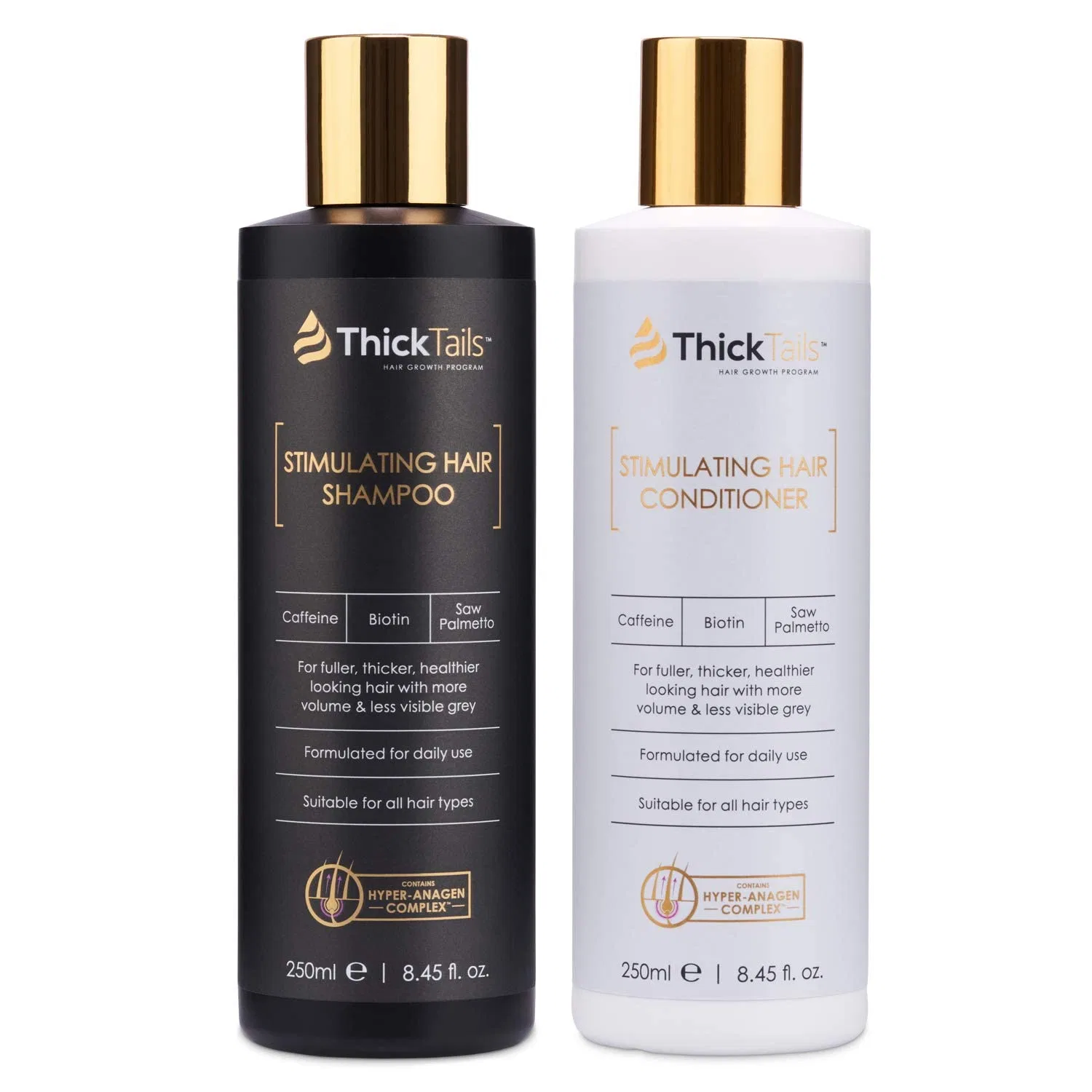 Набор шампунь и кондиционер для роста волос с биотином и кофеином от ThickTails Thicktails