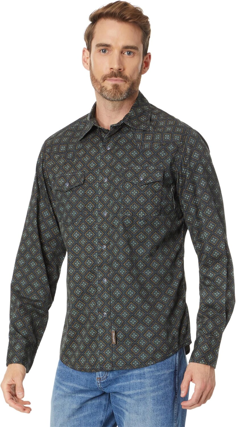 

Рубашка Wrangler Retro Premium Long Sleeve Print, цвет Black/Blue/Tan