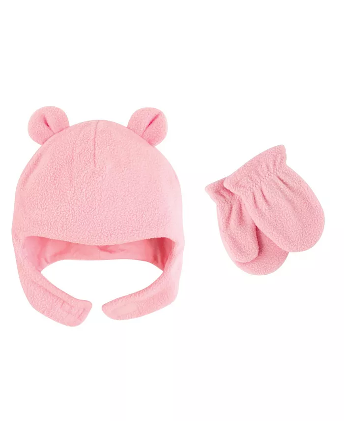 

Детский набор шапки и варежек Beary Cozy для девочек Luvable Friends, розовый