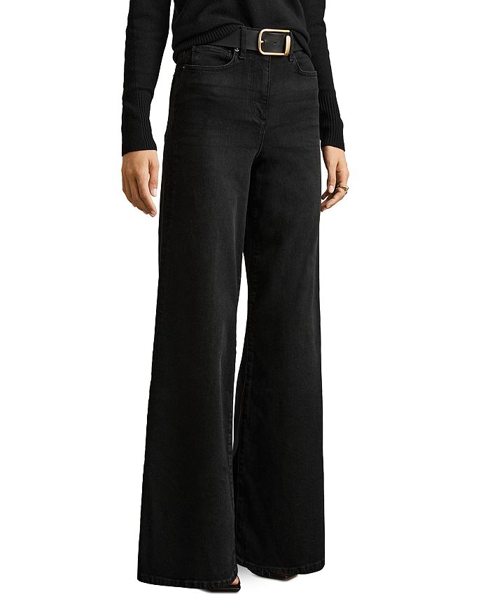 

Джинсы Ameria Wide Leg черного цвета REISS, черный