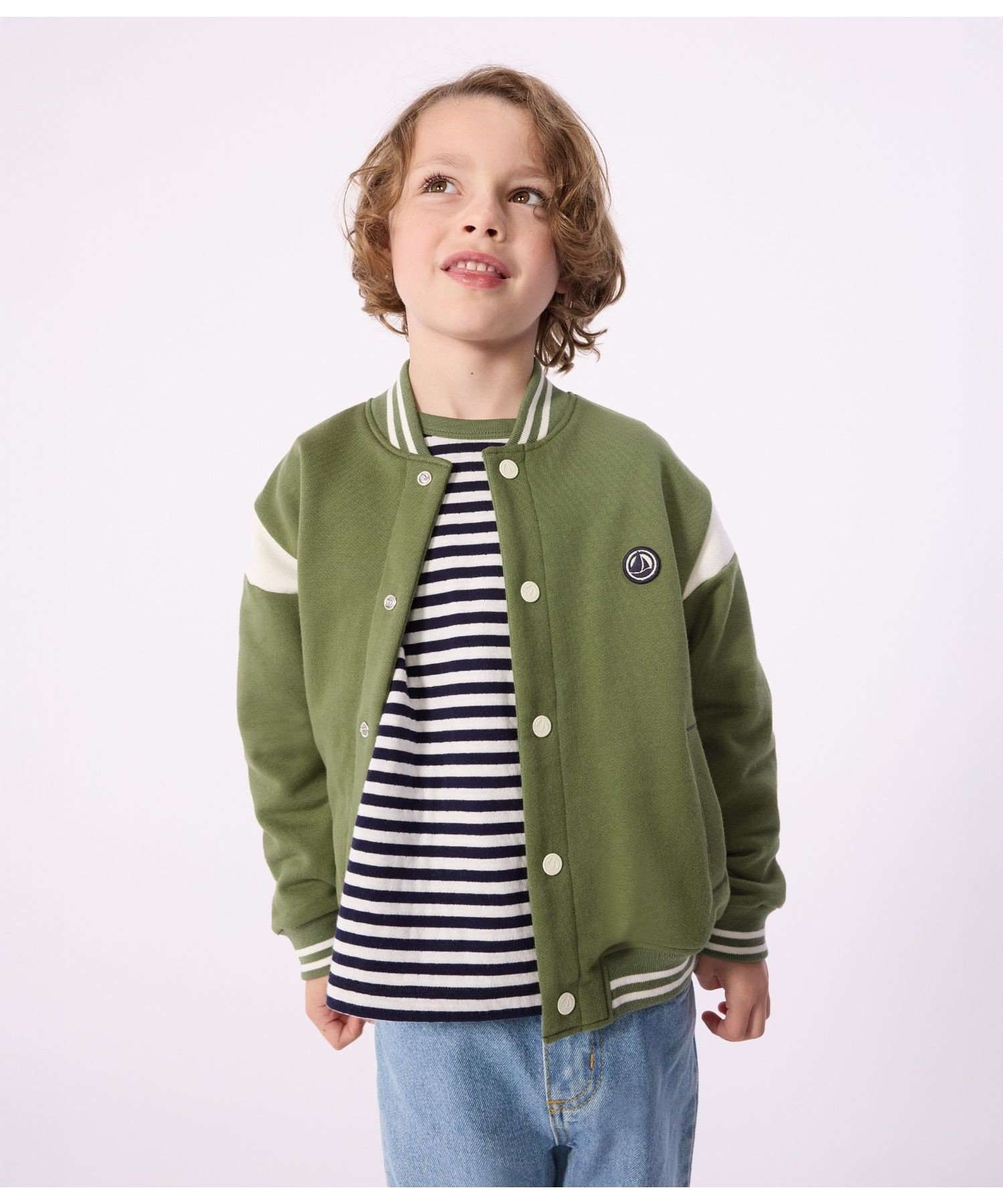 Блузон Petit Bateau, Khaki/Off-white