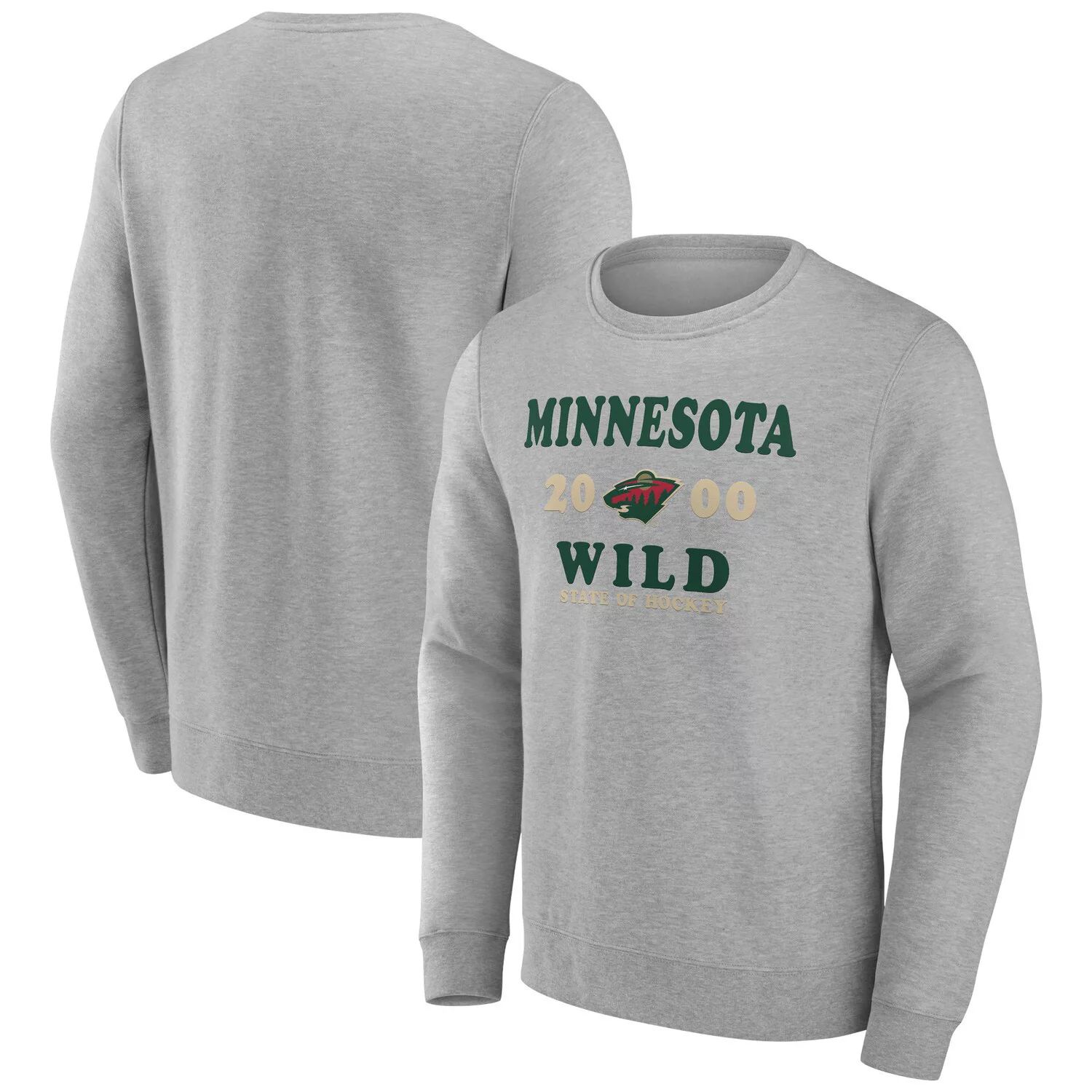 

Мужской пуловер с логотипом Heather Charcoal Minnesota Wild Fierce Competitor Fanatics