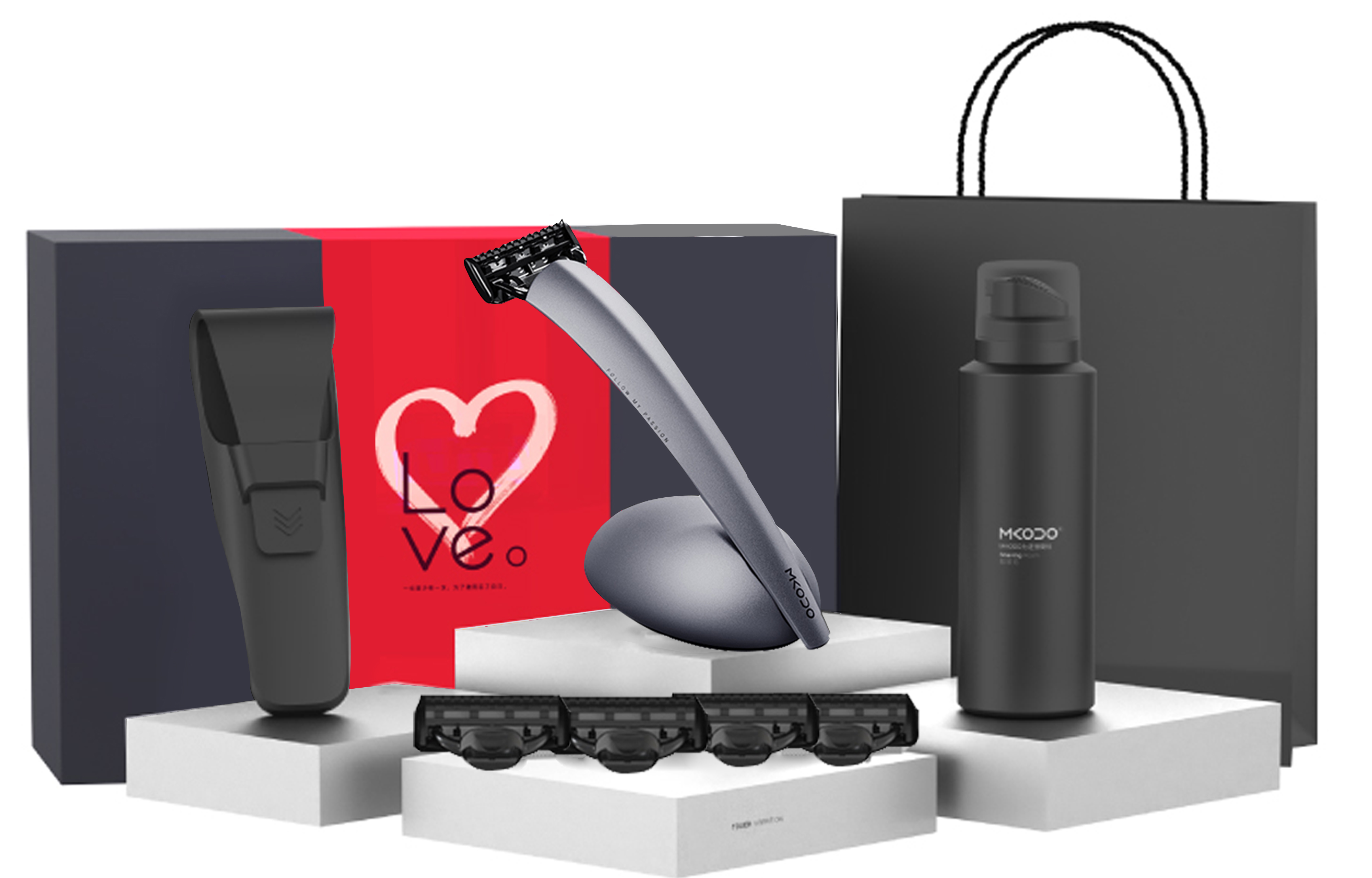 

Бритва X1 Manual мокрая и сухая металлический корпус острое лезвие набор с пенкой мужские бритвенные принадлежности Mkodo, серый