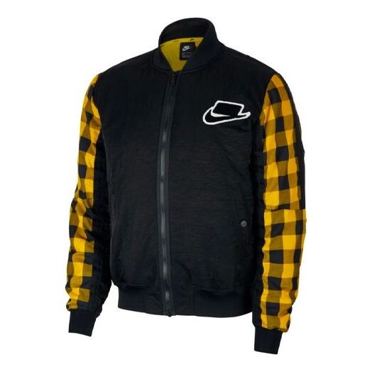 

Куртка sportswear sports stay warm plaid splicing jacket black Nike, черный