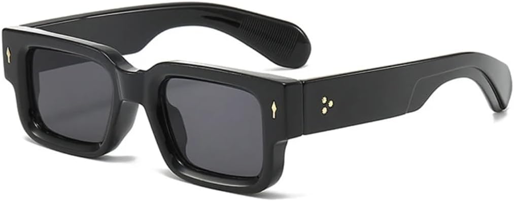 

Квадратные солнцезащитные очки для женщин в винтажном стиле с заклепками, модные, с прозрачными линзами с градиентом цвета океана, солнцезащитные очки UV400 для мужчин в стиле панк UATXTAU, Black Gray