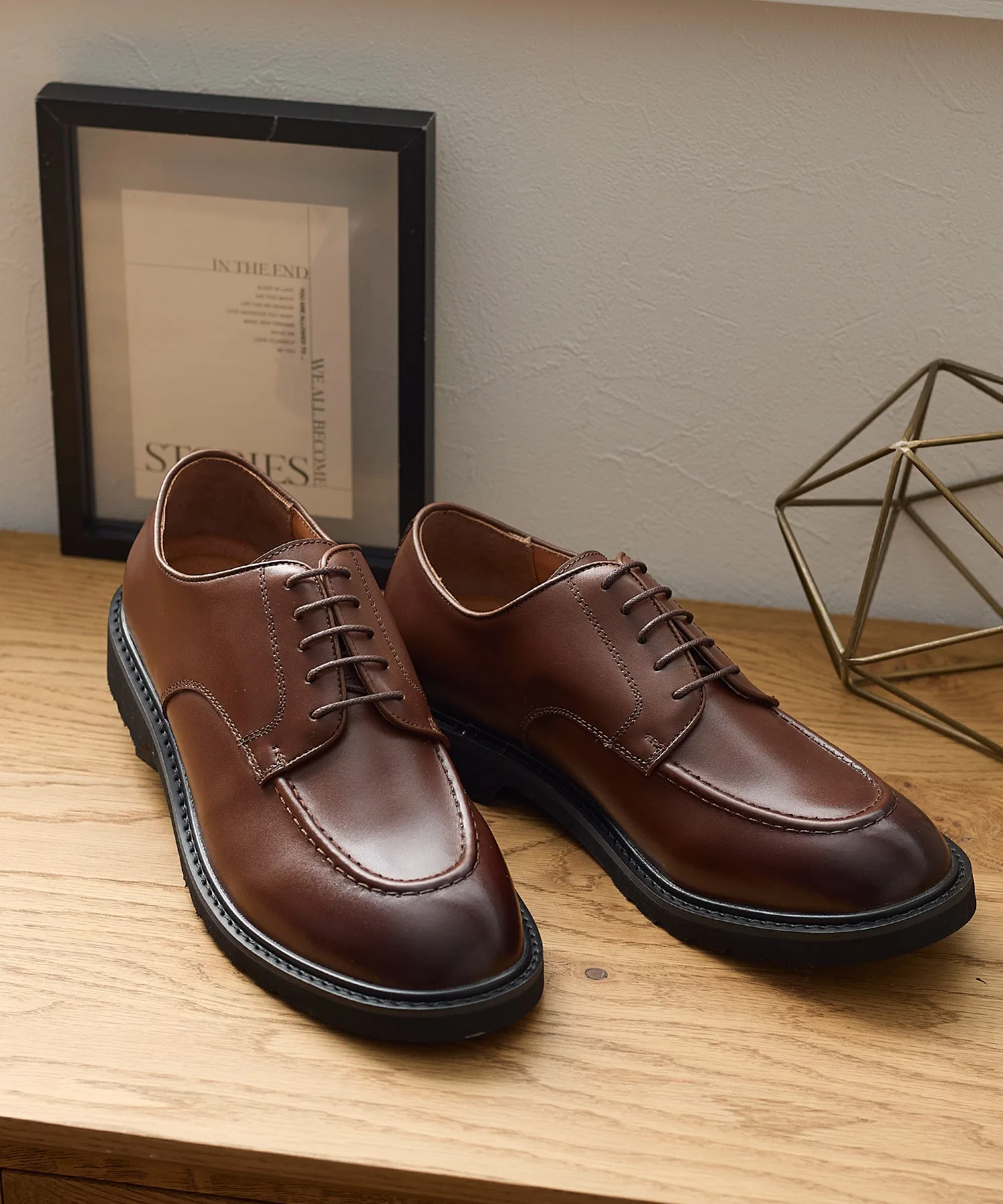 Мужские кожаные U-образные туфли London Shoe Make Oxford and Derby 9001 тёмно-коричневые