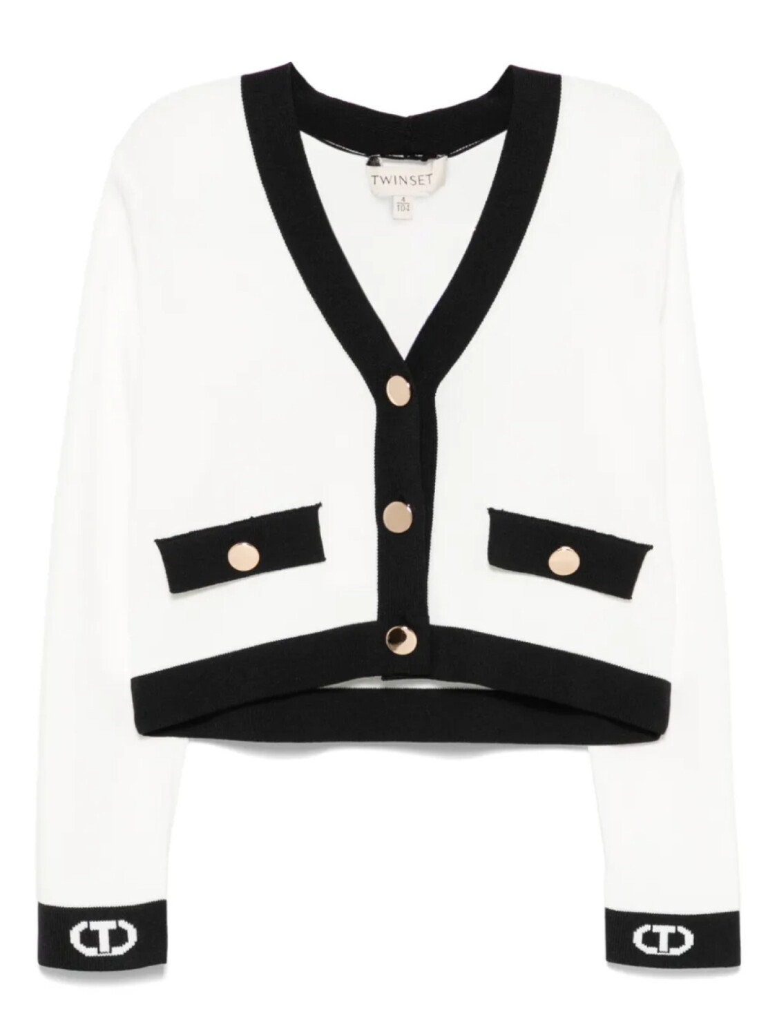 

TWINSET Kids жаккардовый кардиган Oval T, белый