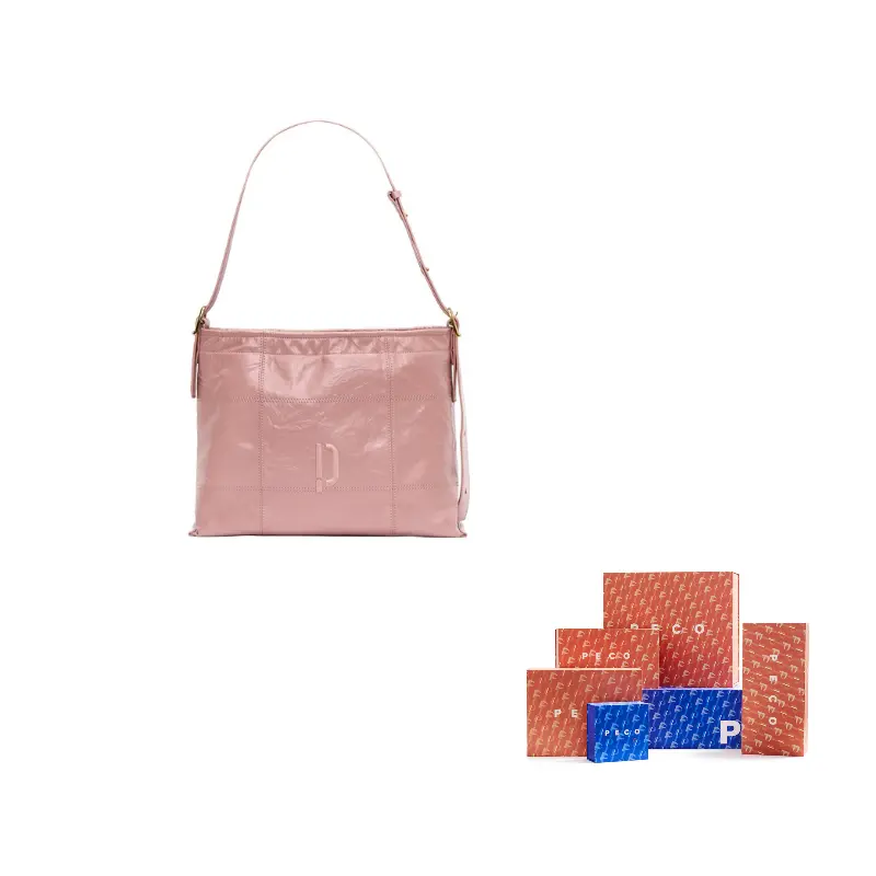 

PECO Кожаная сумка через плечо Сумка кроссбоди Большая унисекс сумка-шопер, Dried Rose (Bark Wrinkle)