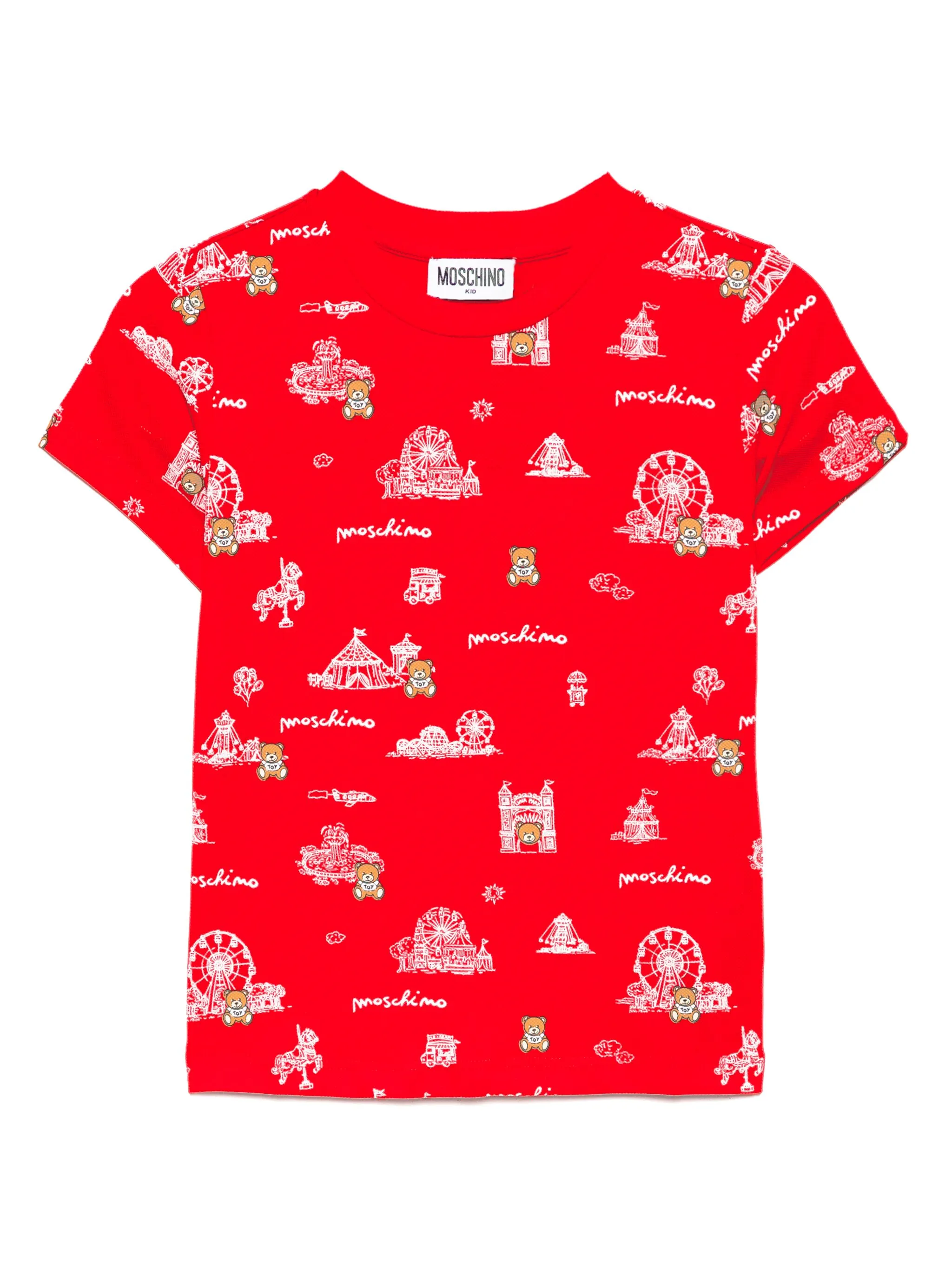 

Футболка с графичным принтом Moschino Kids, красный