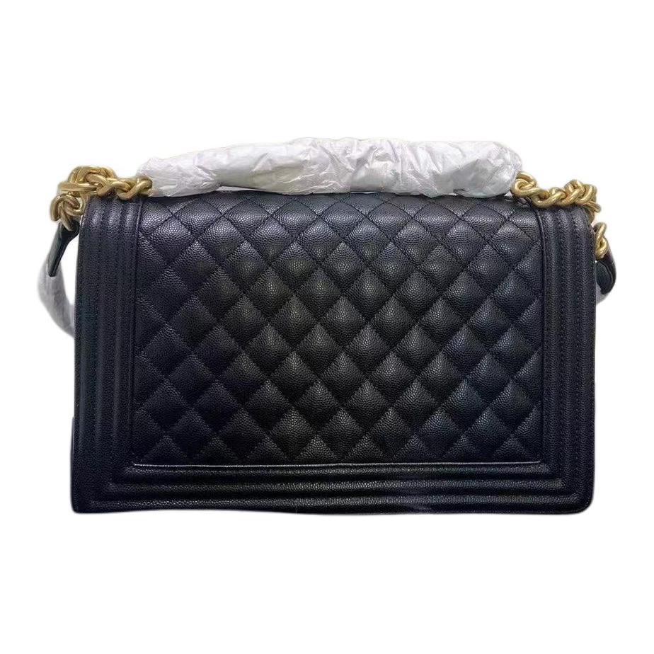 LEBOY Зернистая Кожаная Сумка Через Плечо, Кроссбод Тубэ Женская Черная CHANEL — фото 3