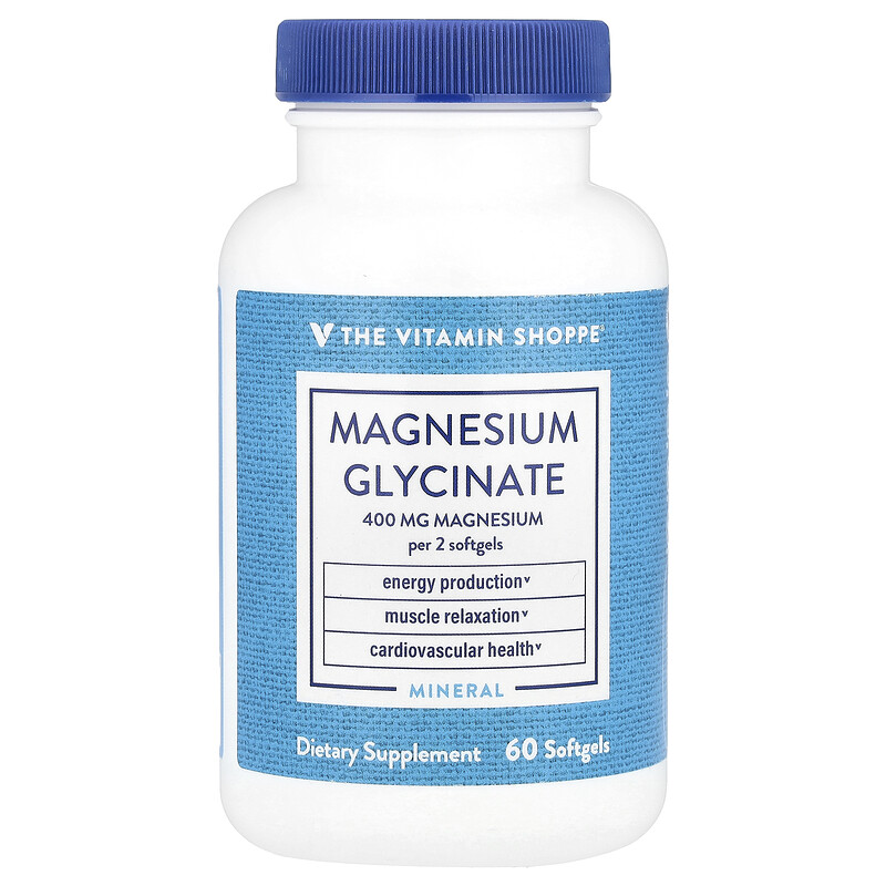 

The Vitamin Shoppe, Глицинат магния, 400 мг, 60 мягких таблеток (200 мг в 1 капсуле)