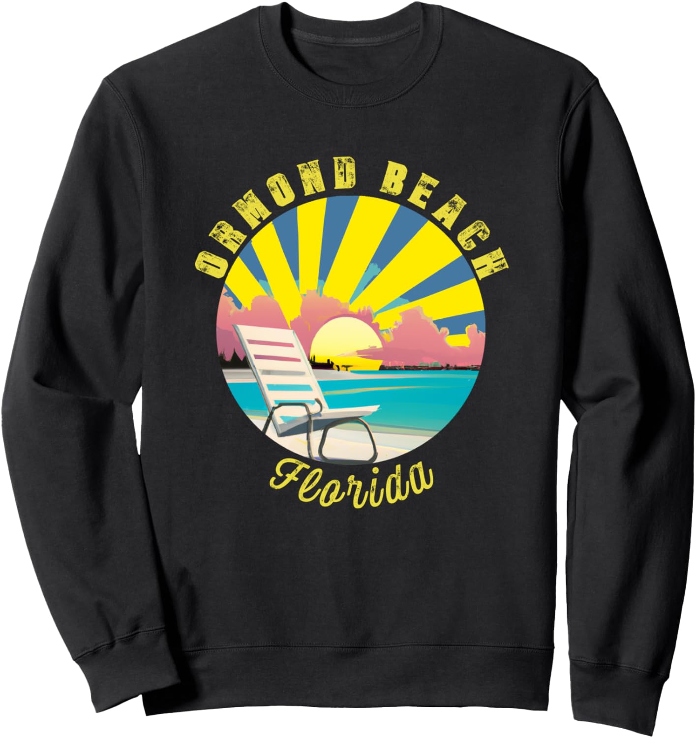

Толстовка с ретро-принтом «Закат в Ормонд-Бич и пляжный отдых» Ormond Beach Retro Souvenir Apparel, черный