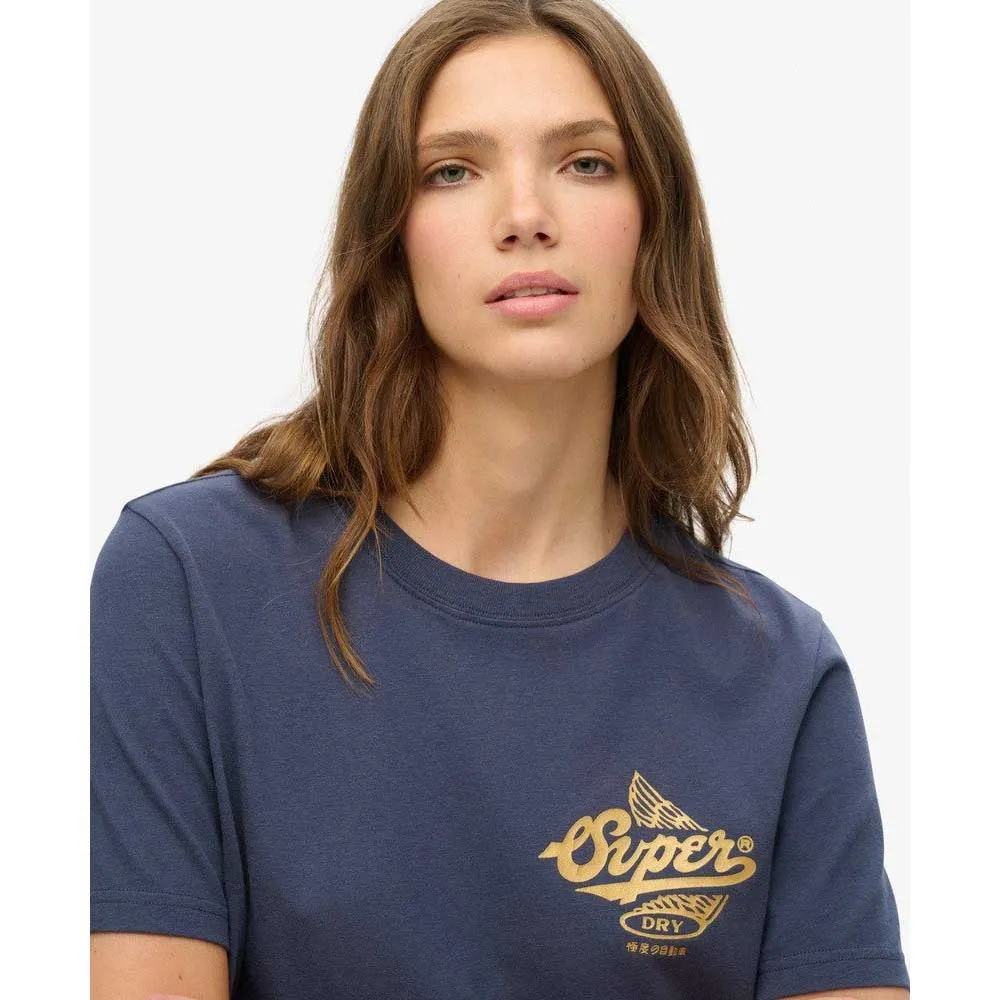 Футболка с коротким рукавом Superdry Athletic Metallic, синий — фото 3