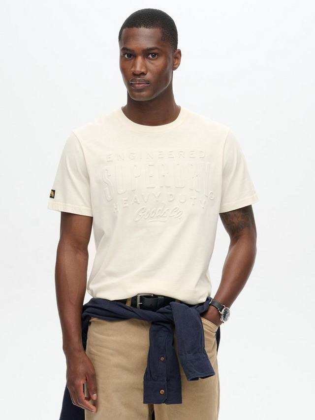 

Футболка с графическим логотипом с тиснением Superdry, цвет Rice White