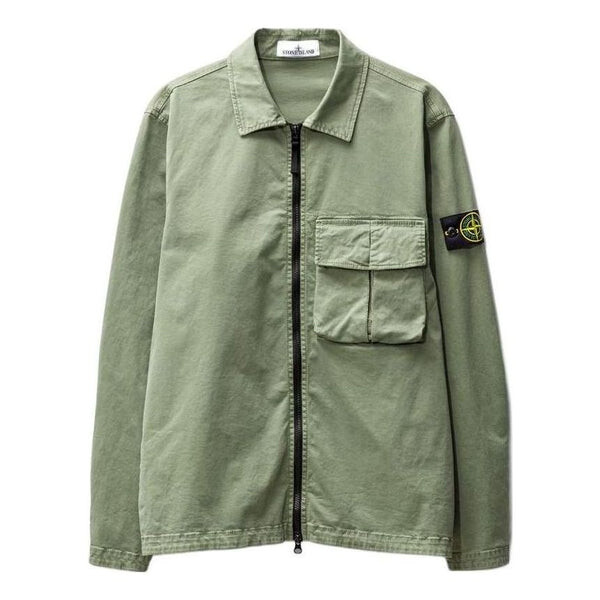 

Куртка compass-patch zipped shirt jacket 'green' Stone Island, зеленый
