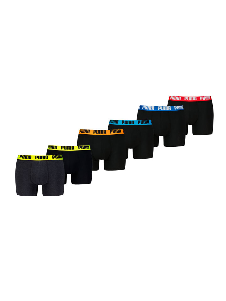 

Трусы боксеры Puma Boxershorts PUMA MEN EVERYDAY BASIC BOXERS 6P, цвет Black/Blue Orange