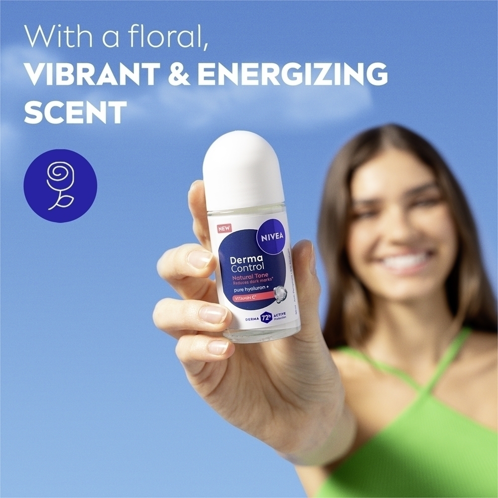 Derma control natural tone роликовый антиперспирант для осветления темных пятен Nivea, 50 мл — фото 3