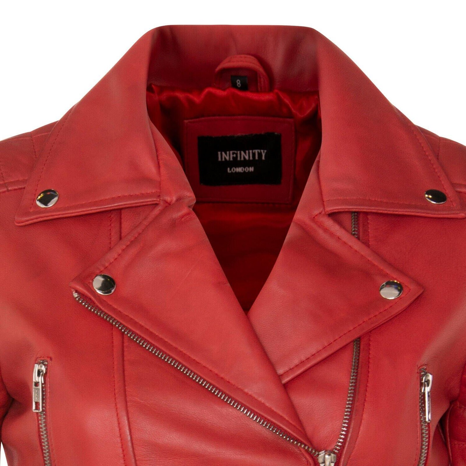 Укороченная кожаная косуха Brando-Дамаск Infinity Leather, красный — фото 4