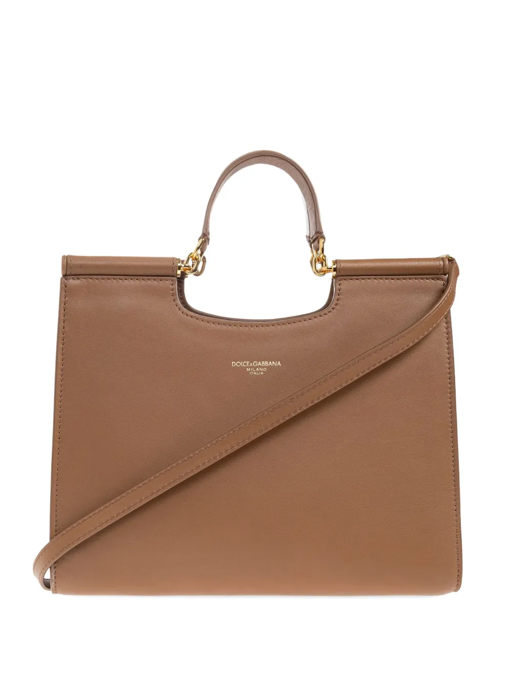 

Сумка-тоут из кожи с верхней ручкой DOLCE & GABBANA, коричневый
