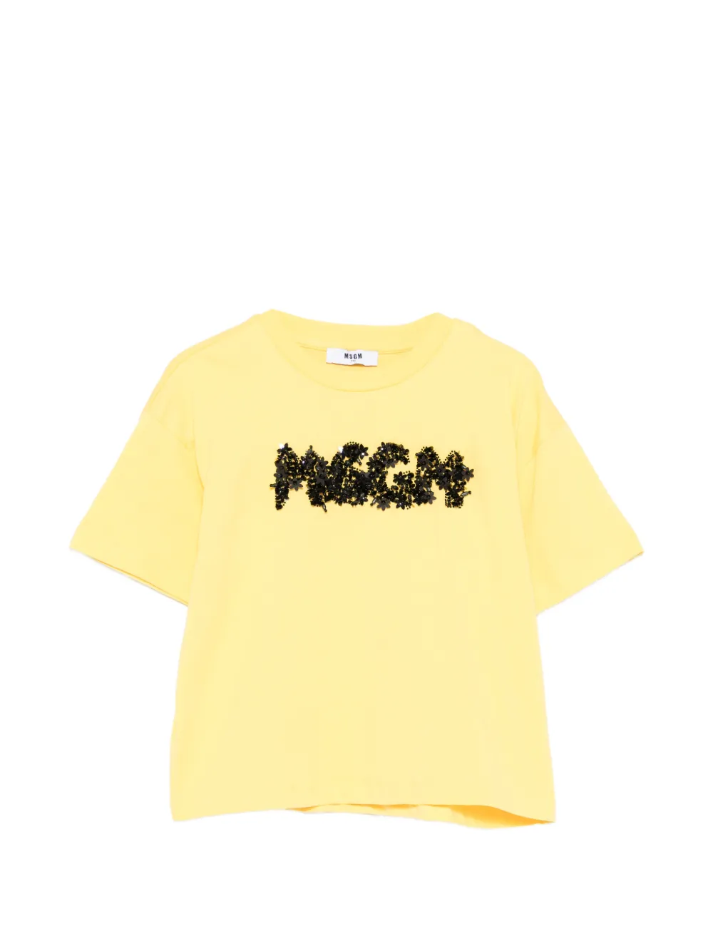 

Футболка с логотипом из пайеток Msgm Kids, желтый