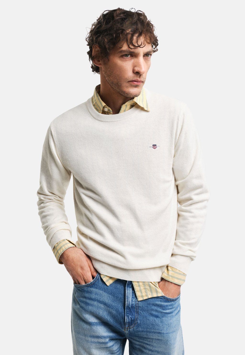 

Джемпер SUPERFINE CREW NECK GANT, молочный