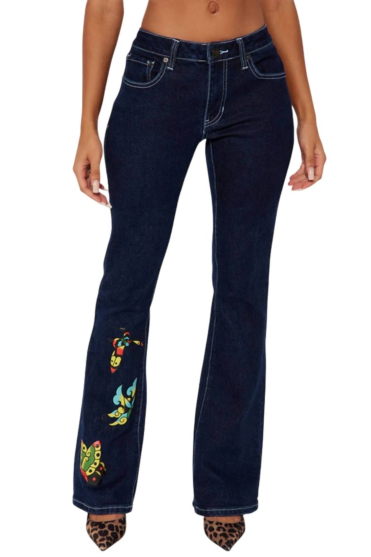 

Джинсы-бабочки Bootcut в стиле Y2K, средняя посадка Ed Hardy, Y2K Medium