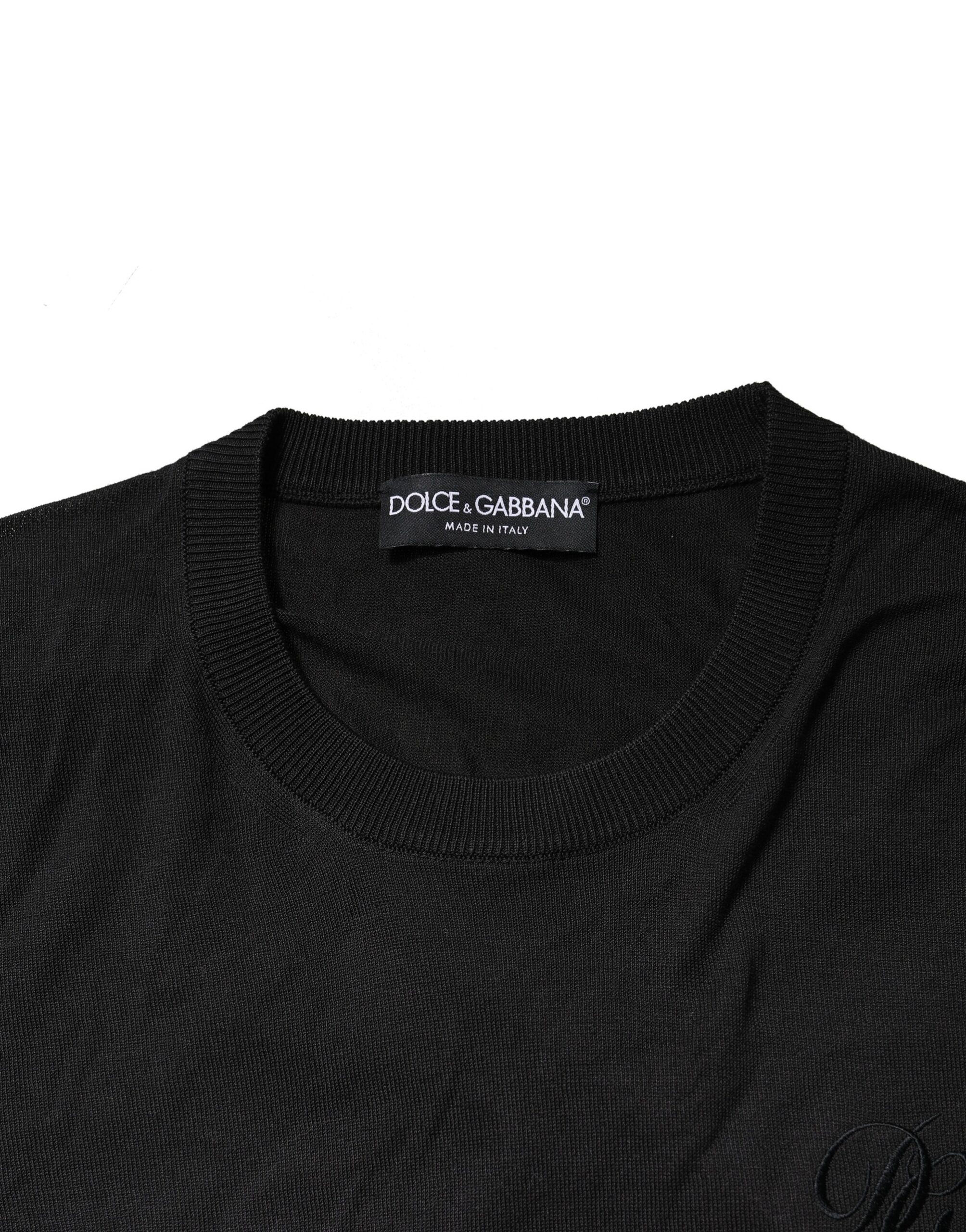 Черный хлопковый свитер с логотипом DG для мужчин Dolce & Gabbana, Black — фото 3
