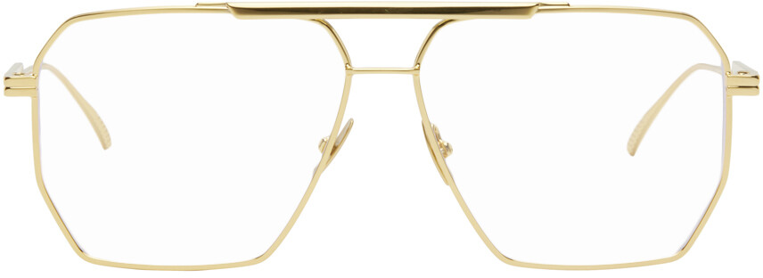 

Золотые очки-авиаторы Bottega Veneta, Gold/Gold/Transparent