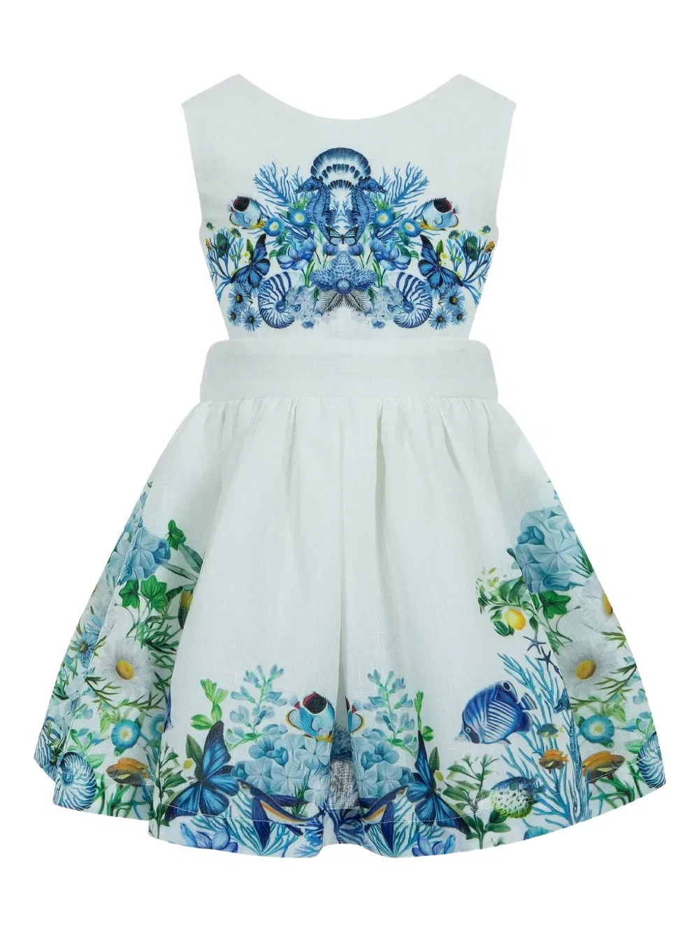 Платье с цветочным принтом и вырезами от Mary Katrantzou Lapin House, белый — фото 2