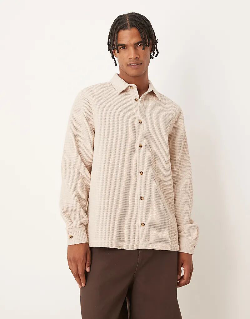 

Свободная фактурная рубашка ASOS DESIGN нейтрального цвета