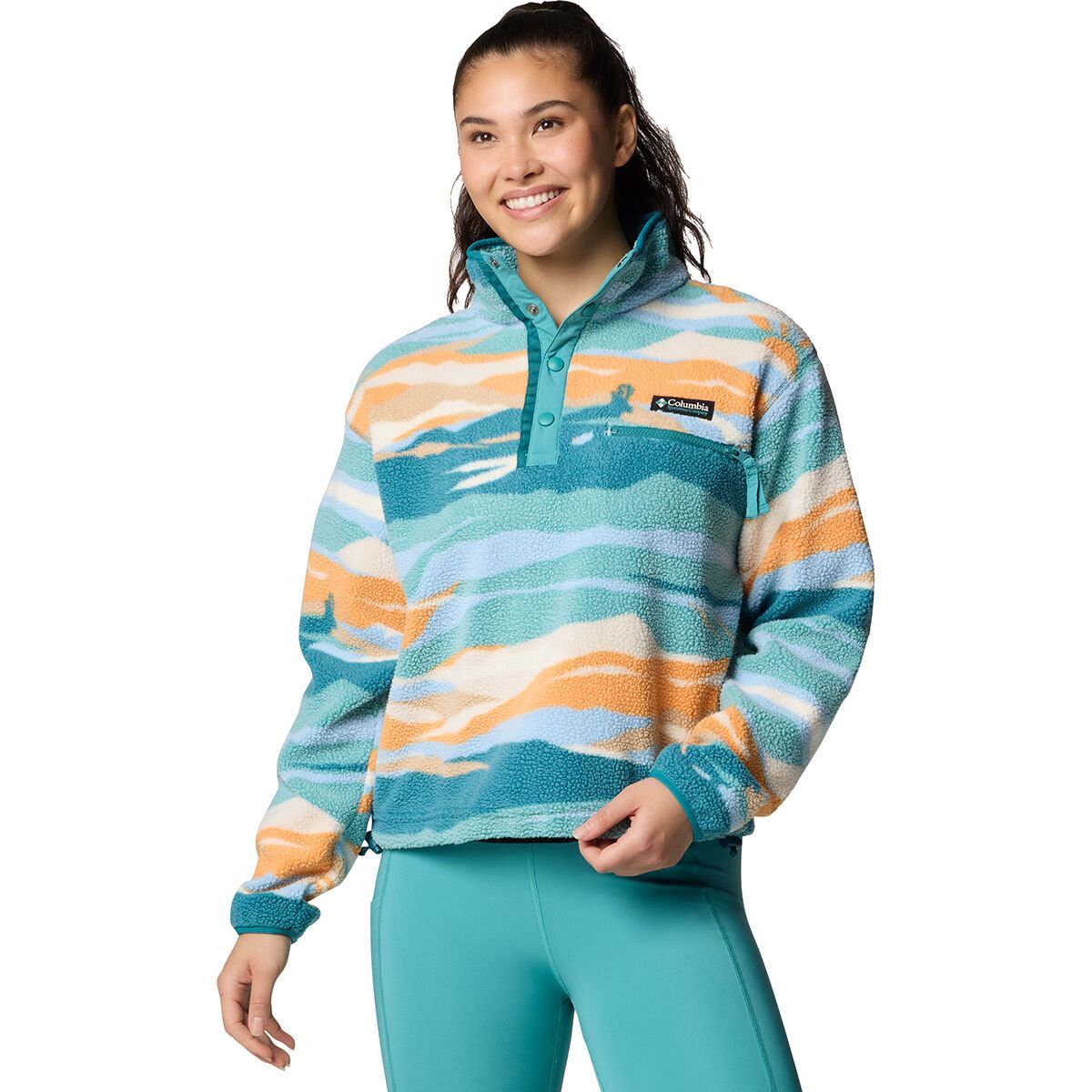 

Хелветиа ii принтованный укороченный пуловер на 1/2 молнии Columbia, цвет teal rogue valley