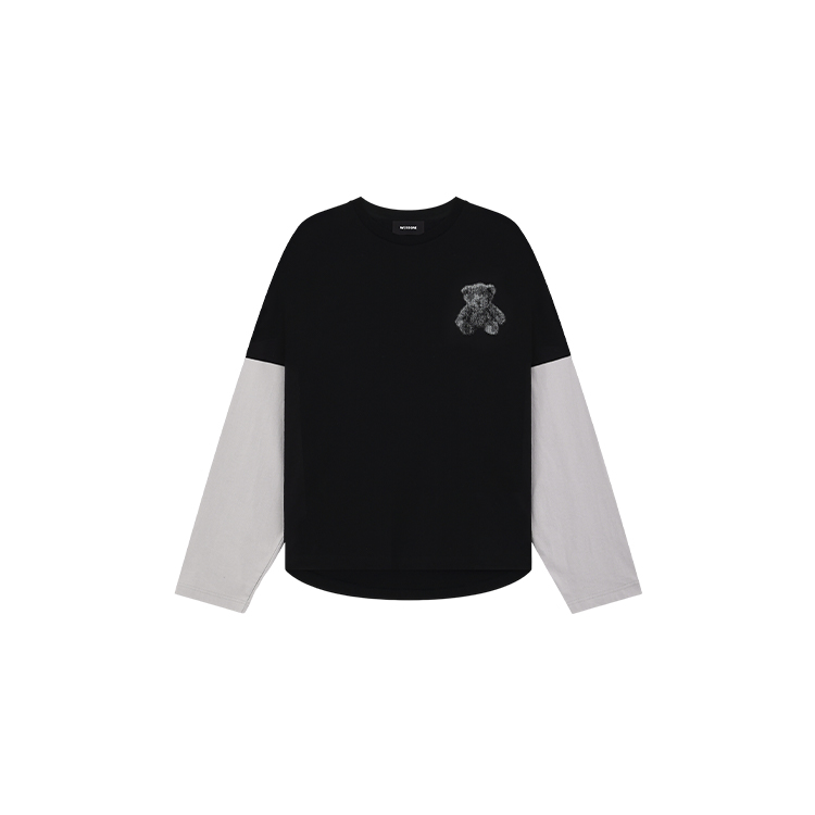 

Топ с длинными рукавами и аппликацией медведя WE11DONE, черный