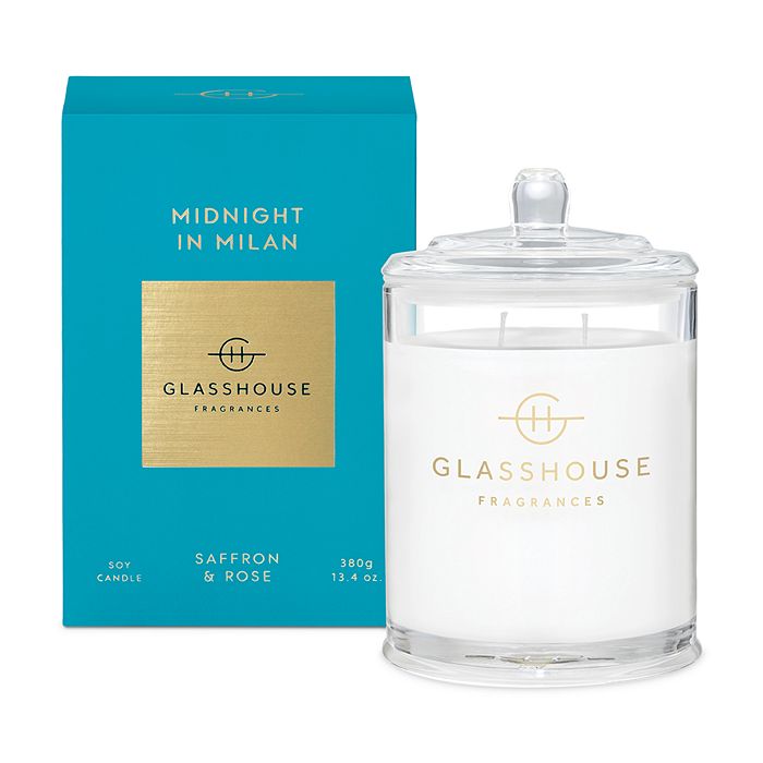 

Свеча Glasshouse Fragrances Midnight In Milan с шафраном и розой, 13,4 унции, синий