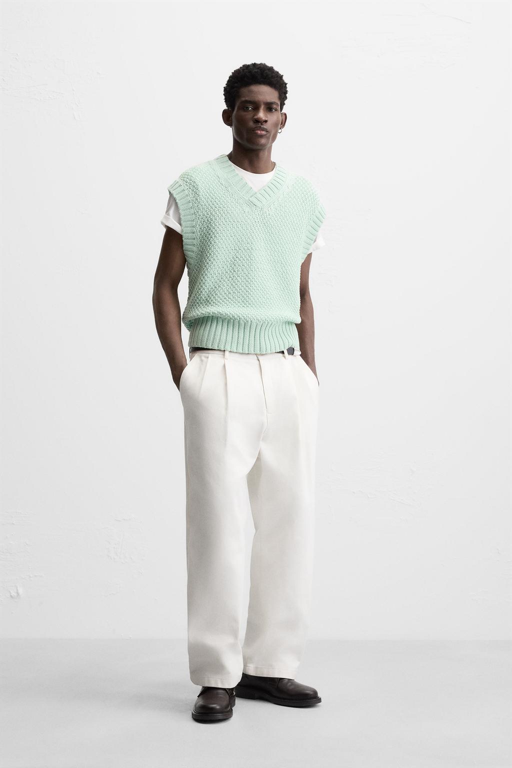 

Текстурированный вязаный жилет ZARA, цвет Sea green