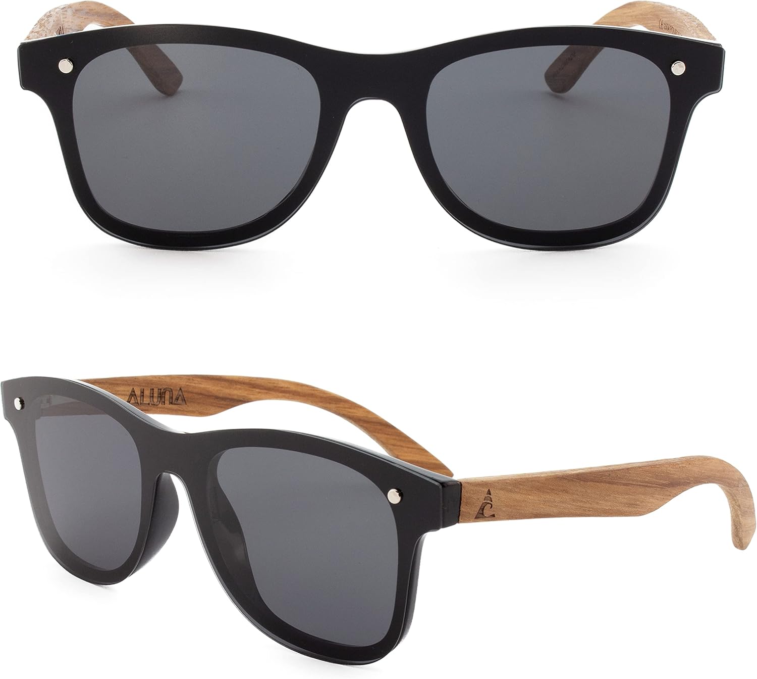 

Aluna - Солнцезащитные очки из дерева и бамбука для мужчин и женщин, современные поляризованные очки-вайфареры, оправа из пластика и дерева, Zebrawood With Bamboo Case