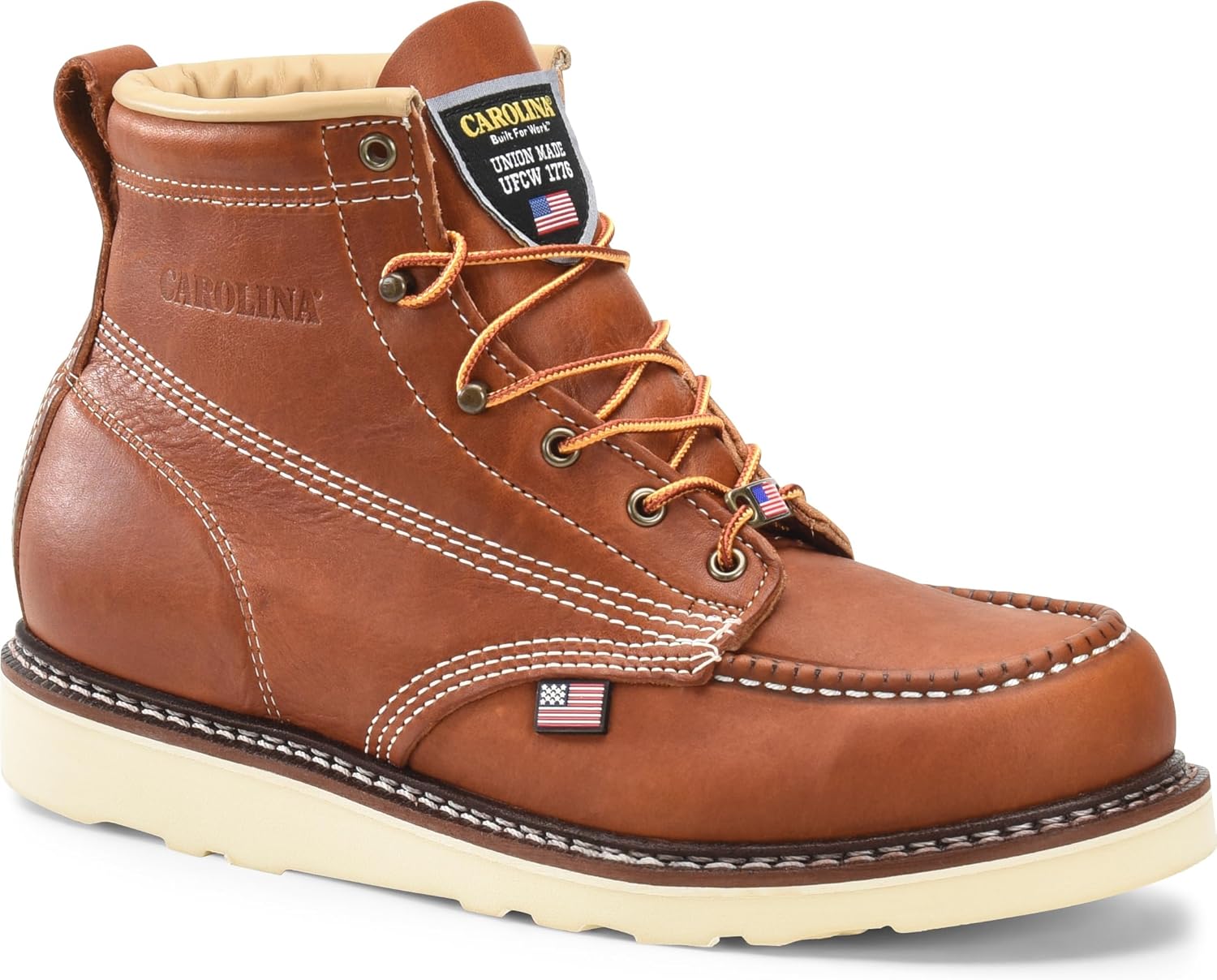 

Мужские ботинки Carolina с защитным носком и 15 см подошвой AMP Wedge - прочные, с противоскользящей подошвой и мягкой стелькой, Tobacco